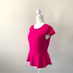 Express - Hot Pink Cap Sleeve Peplum Blouse - Small